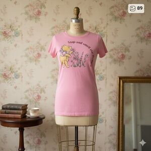 Disney Pink T-Shirt with Winnie the Pooh and Flowers
